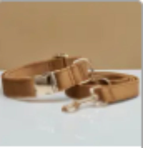 πΎ Velvet Dog Collar & Leash Set β Customizable with Bow Tie