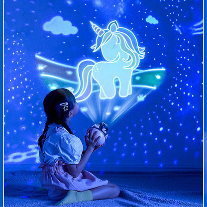 Beautiful Night Light Projector - USB Rechargeable Led Night Lamp with 12 Films