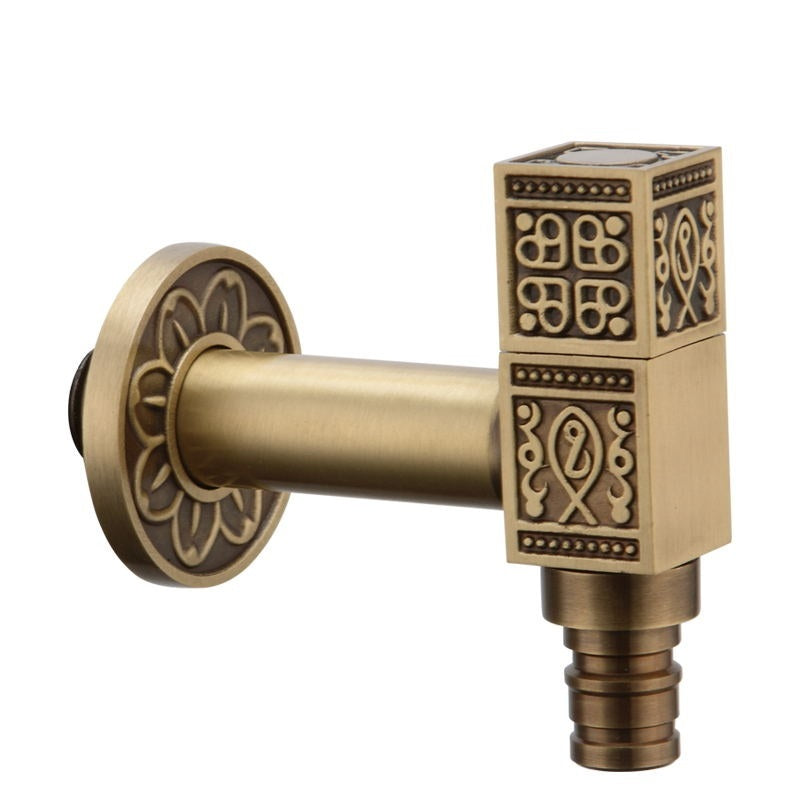 Antique Brass Carved Garden Faucet Faucet Outdoor Washing Machine Decorative Faucet Luxury Toilet Faucet