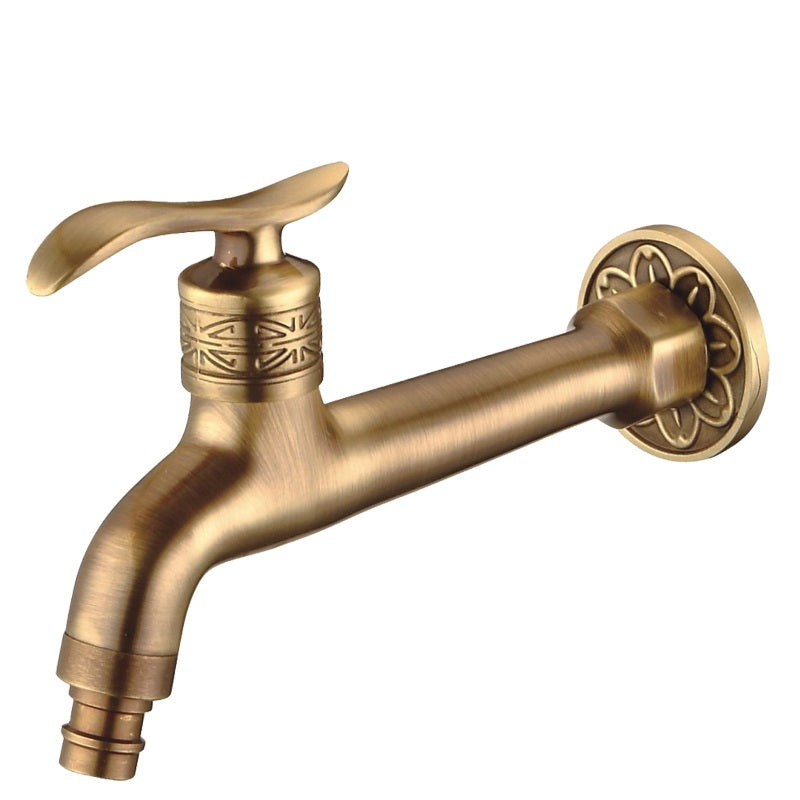 Antique Brass Carved Garden Faucet Faucet Outdoor Washing Machine Decorative Faucet Luxury Toilet Faucet