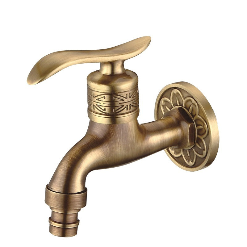 Antique Brass Carved Garden Faucet Faucet Outdoor Washing Machine Decorative Faucet Luxury Toilet Faucet