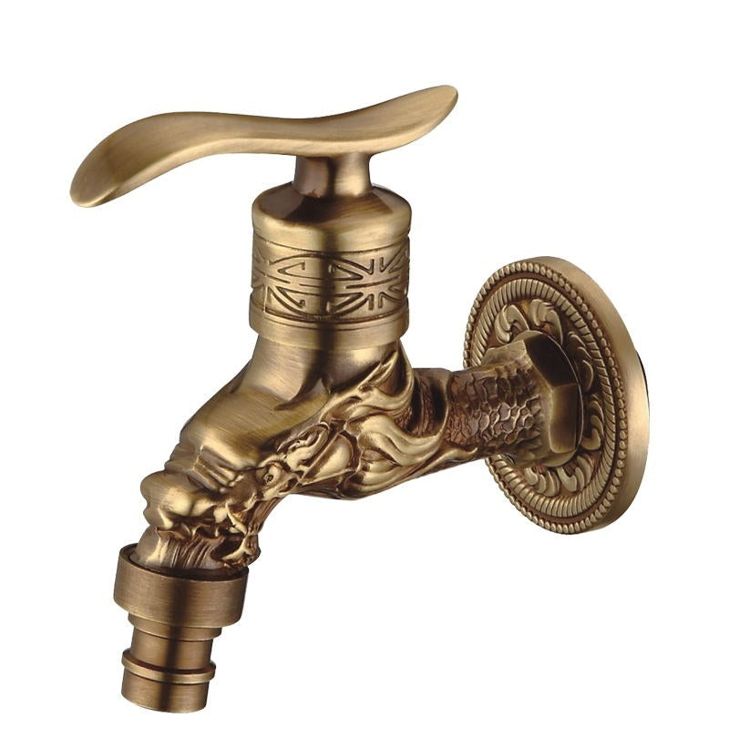 Antique Brass Carved Garden Faucet Faucet Outdoor Washing Machine Decorative Faucet Luxury Toilet Faucet