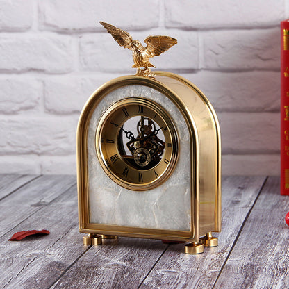 Pure Copper Table Clock - Luxury Living Room Home Accessories, Eagle Clock Ornaments