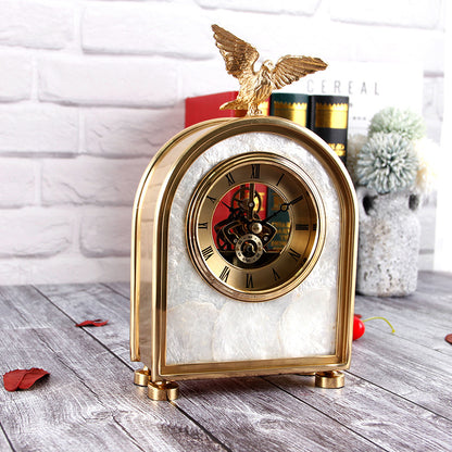 Pure Copper Table Clock - Luxury Living Room Home Accessories, Eagle Clock Ornaments