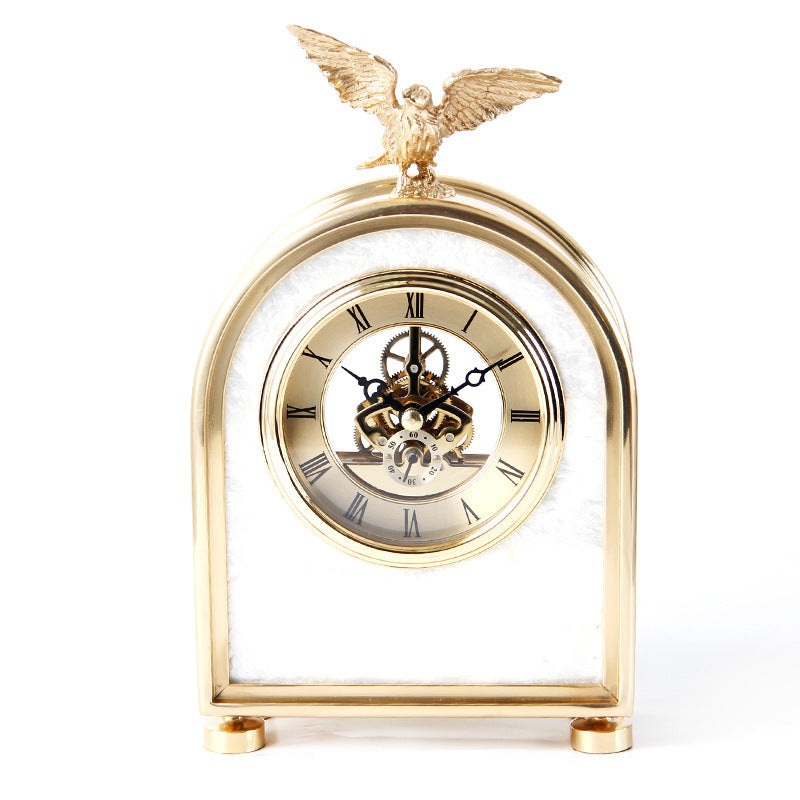 Pure Copper Table Clock - Luxury Living Room Home Accessories, Eagle Clock Ornaments