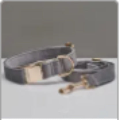 🐾 Velvet Dog Collar & Leash Set – Customizable with Bow Tie