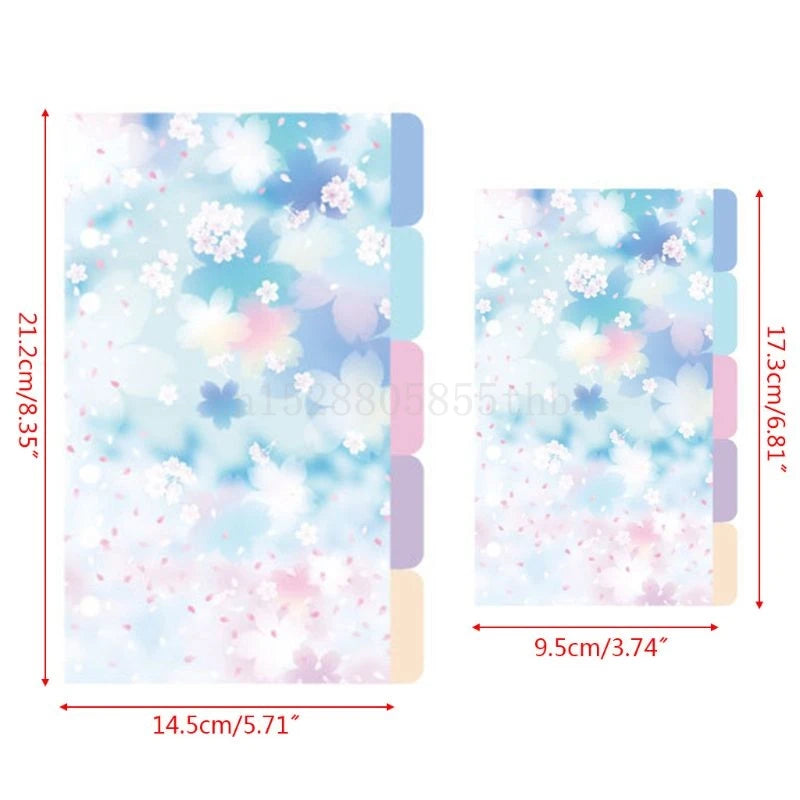 Cherry Blossoms Style A5 A6 Loose Leaf Notebook Divider. Separator for Diary, Paper, Planner, Binders, School Students, work.