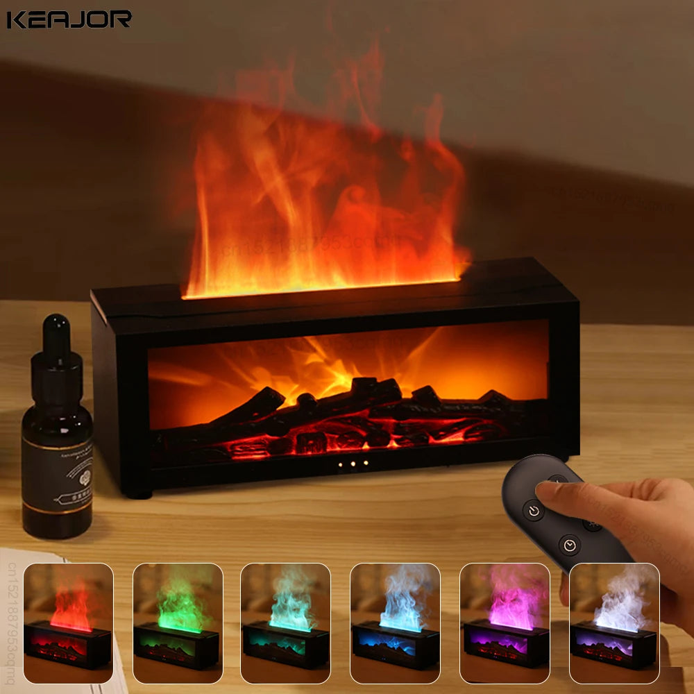 Aroma Flame Humidifier & Essential Oil Diffuser with RGB Light and Remote Control