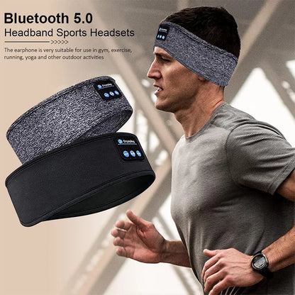 Wireless Bluetooth Headband Sleeping Headphones Sports Earphone Music Hat with Thin HD Stereo Speakers Eye Mask for Side Sleeper