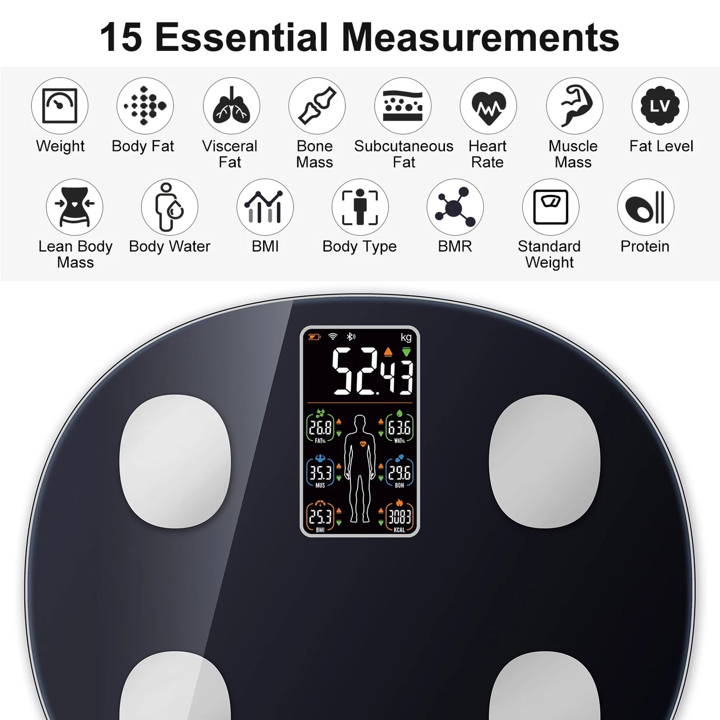 Body Weight Scale with Bluetooth – Track Weight, BMI, and Body Fat with Precision