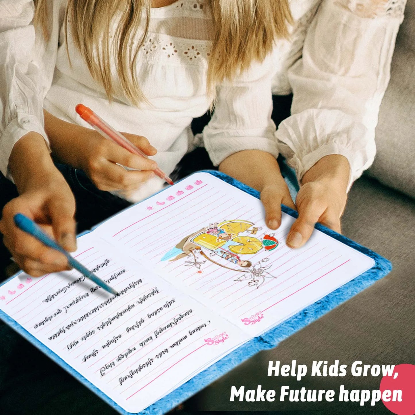 Cute diary for kids with keys. write your secrets, journal,  memories, emotions and more.