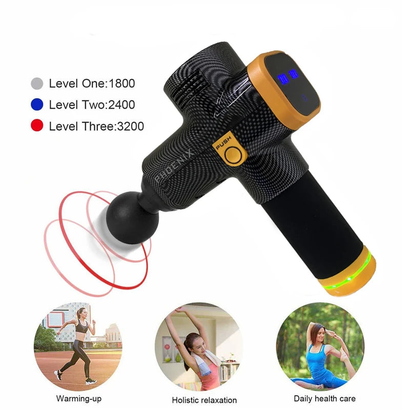 Portable Deep-Tissue Massage Gun – Muscle Relaxation & Pain Relief for Medical and Injury Recovery | Handheld Portable Fascia Gun with Dynamic Display