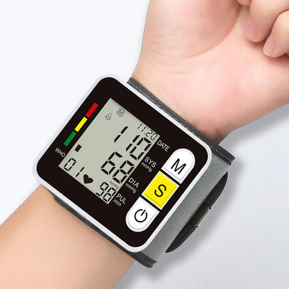 Wrist Blood Pressure Monitor – LCD Display, Automatic Digital Tensiometer for Family Use