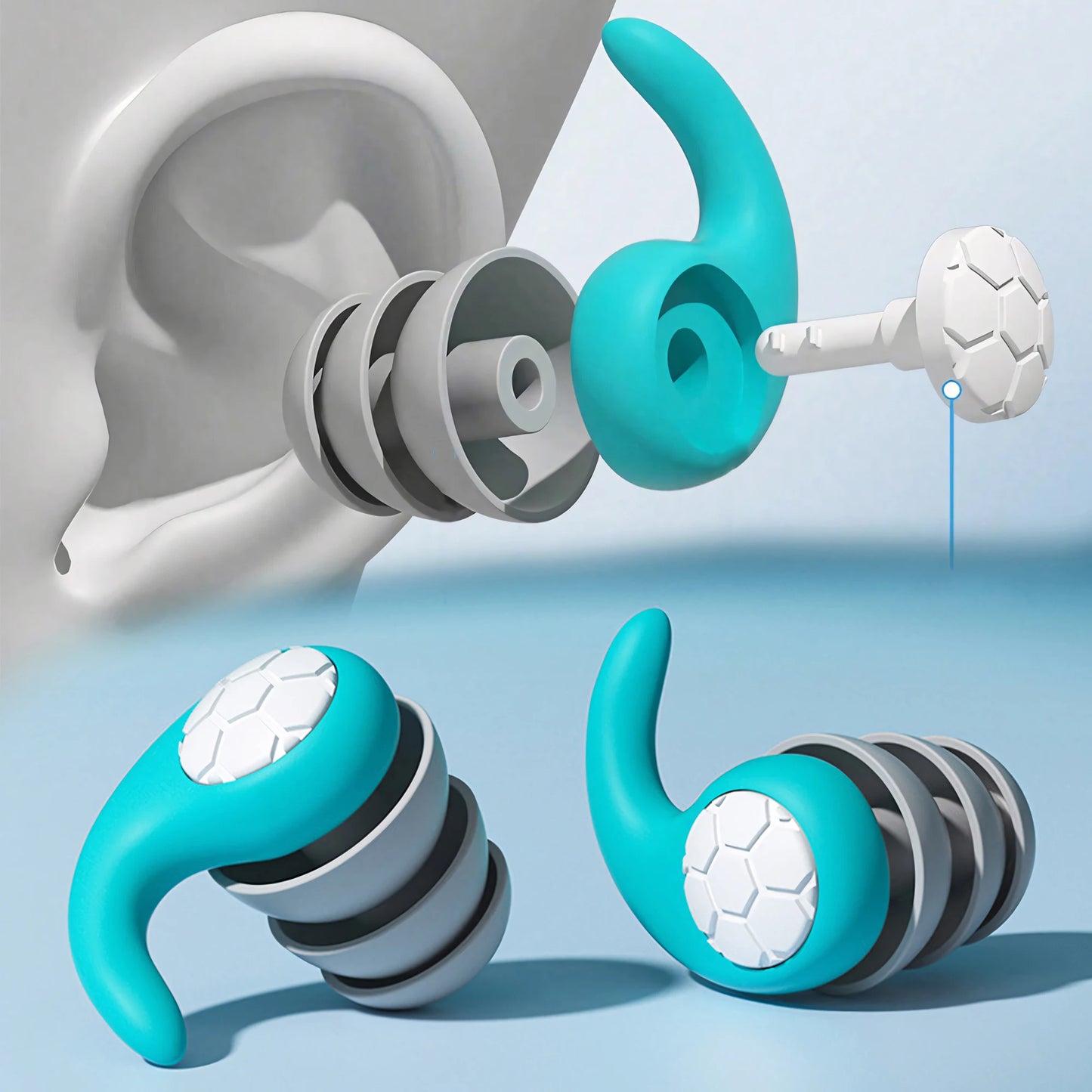 Soft Silicone Noise Canceling Earplugs - Waterproof, Comfortable for Sleep and Swimming for creating a Silent Environment.