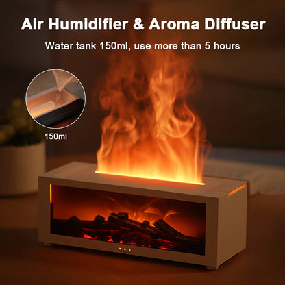 Aroma Flame Humidifier & Essential Oil Diffuser with RGB Light and Remote Control