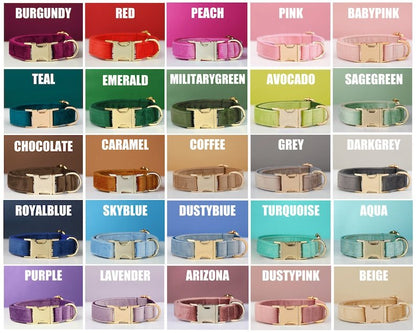 🐾 Velvet Dog Collar & Leash Set – Customizable with Bow Tie
